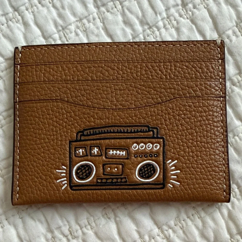 Coach Keith Haring Card Holder with Boombox Artwork